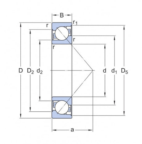 SKF 7308 BE-2RZP/GWF kogelring met schuine contact