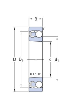 SKF 1307 EKTN9 roulement à billes à rouleaux inclinables