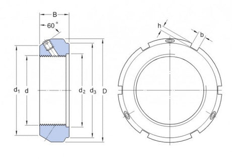 SKF 22 écrou de sécurité avec broches